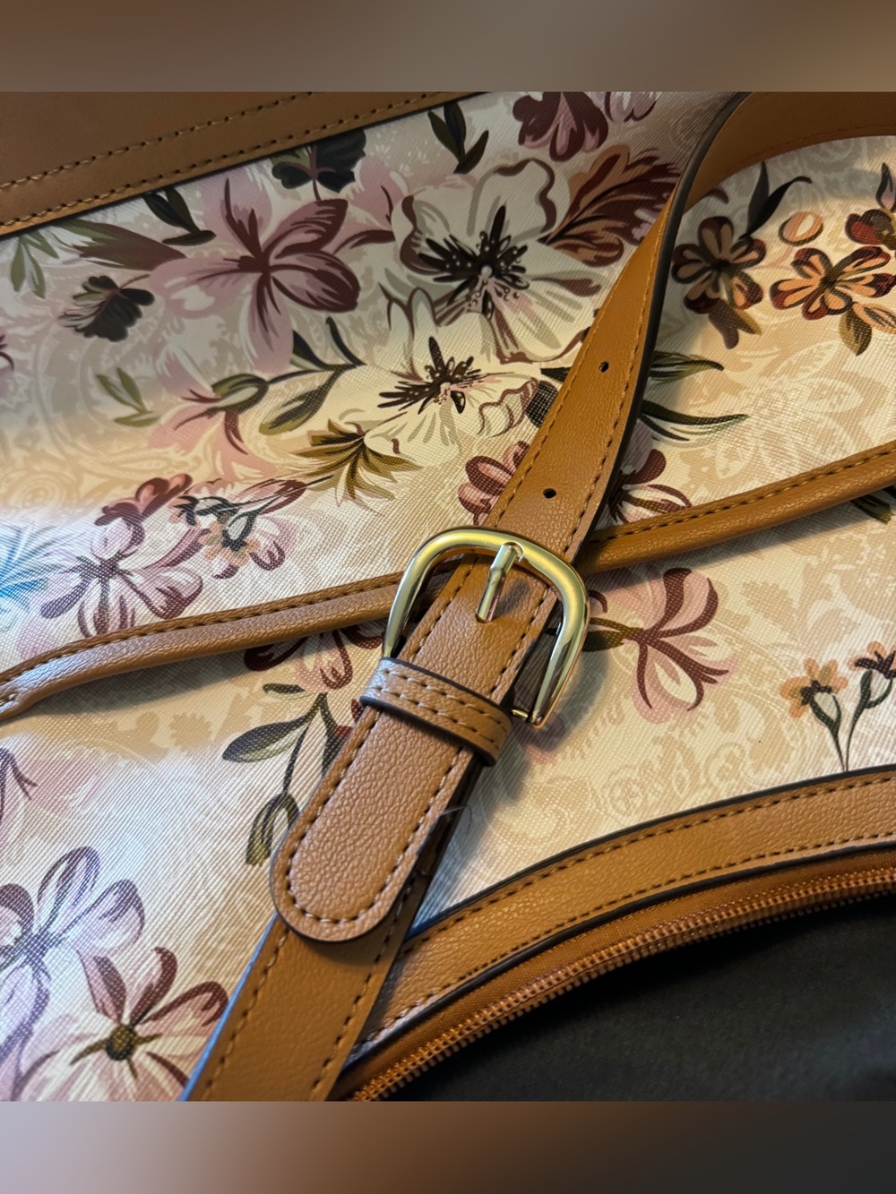 Giani Bernini Floral Print Shoulder Bag Blush Pink Brown Hobo Purse - Picture 13 of 13
